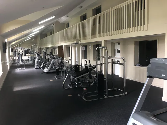 a room with gym equipment