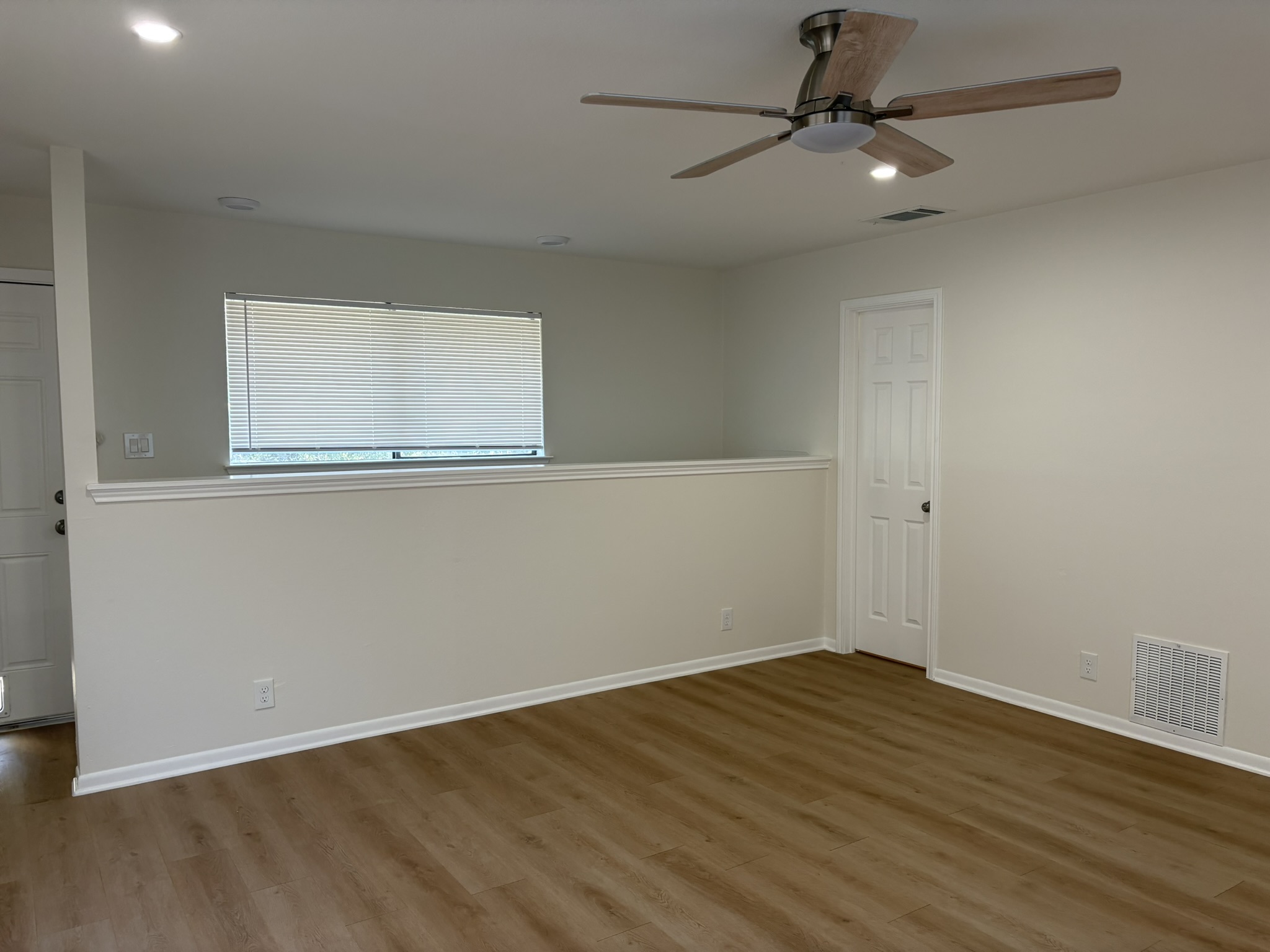 6009 Shadow Valley Cove, Unit A Austin, TX 78731 - Photo 21 of 24 Empty room with recessed lighting, wood finished floors, and ceiling fan