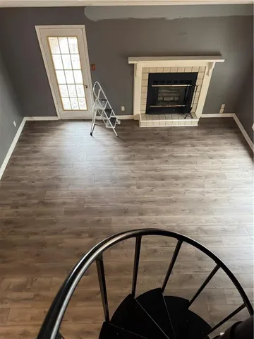 an empty room with windows