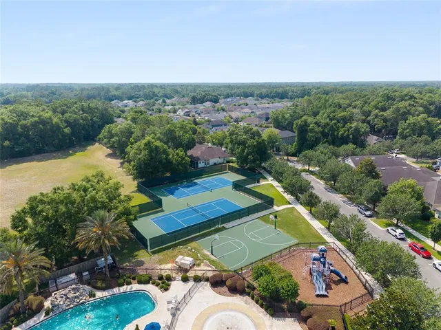 an aerial view of a house