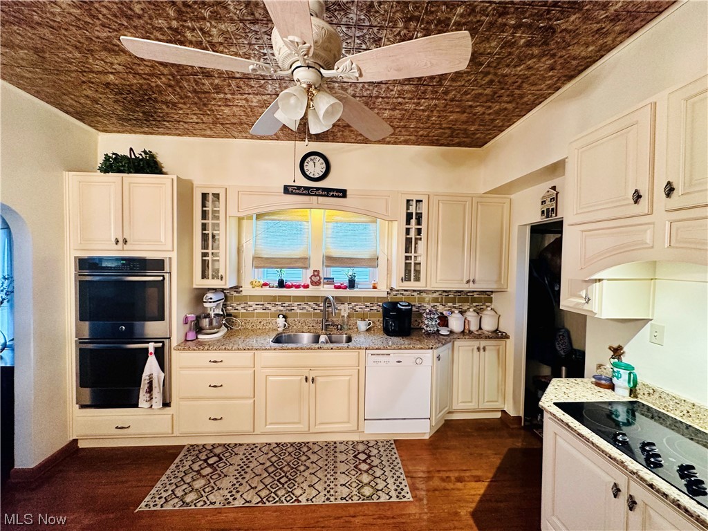 351 Rockdale Road Follansbee, WV 26037 - Photo 10 of 18 Kitchen with double oven, dishwasher, backsplash, ceiling fan, and sink