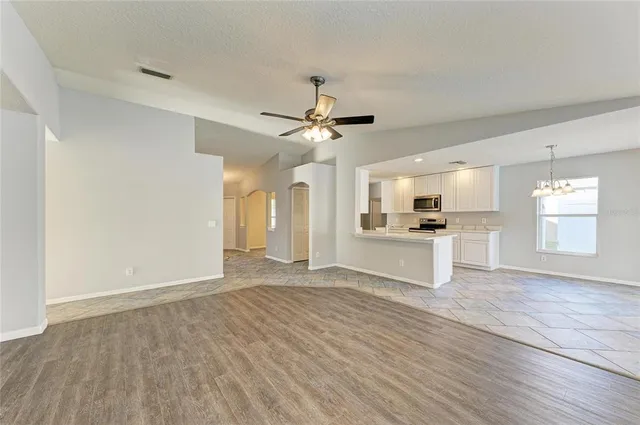 a view of a room with a window