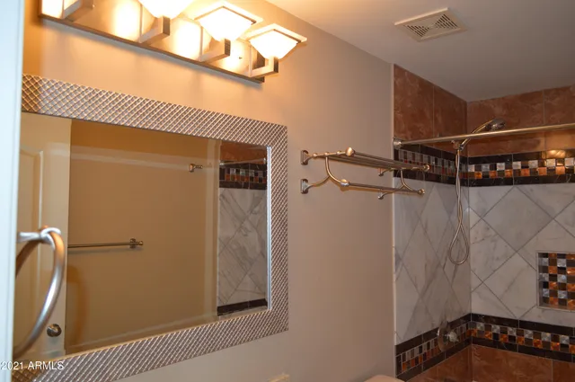 a bathroom with a bathtub