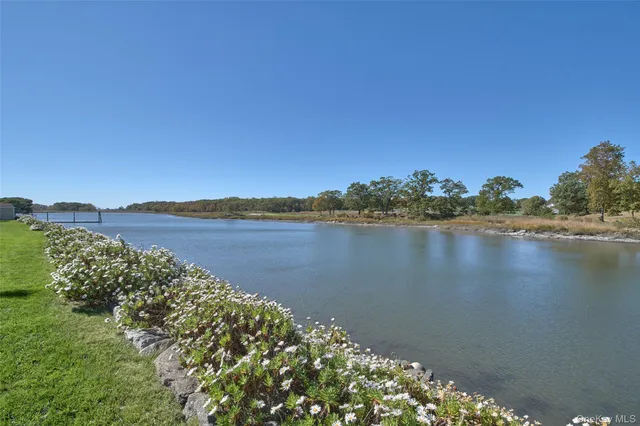 a view of lake with green space