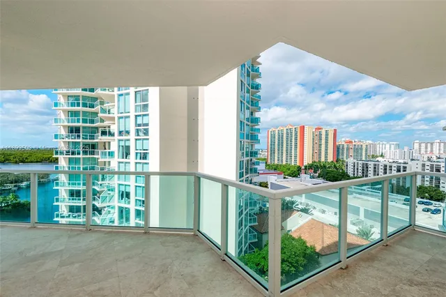 a view of a city from a balcony
