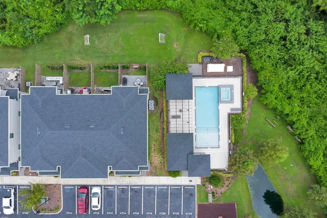 an aerial view of a house