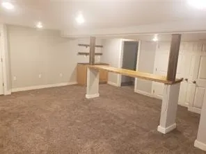 a view of a room with shelves