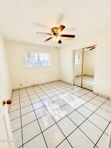 a view of a room with windows