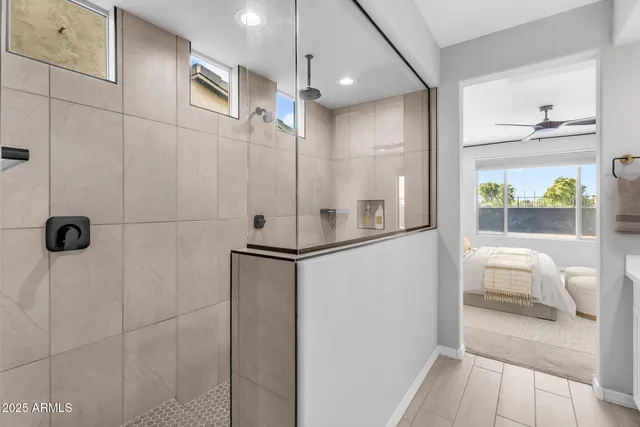 a bathroom with a shower