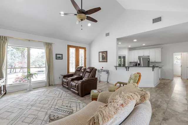 a living room with furniture