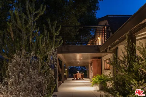 a view of a forest with a mountain in the background
