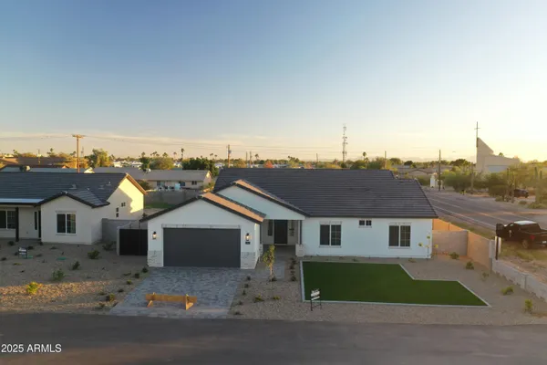 an aerial view of a house