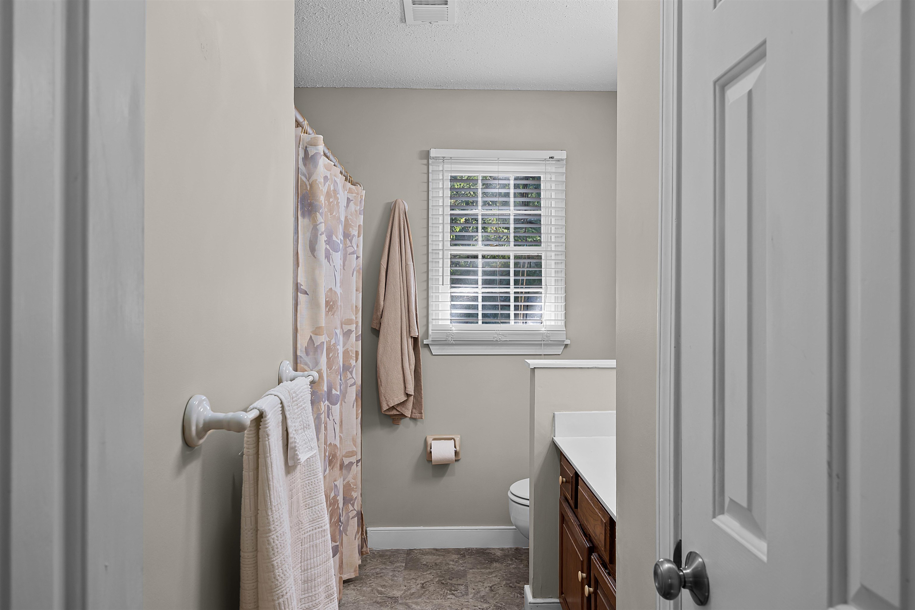 319 East Harpers Ferry Road Collierville, TN 38017 - Photo 20 of 27 Bathroom with vanity, a textured ceiling, and toilet