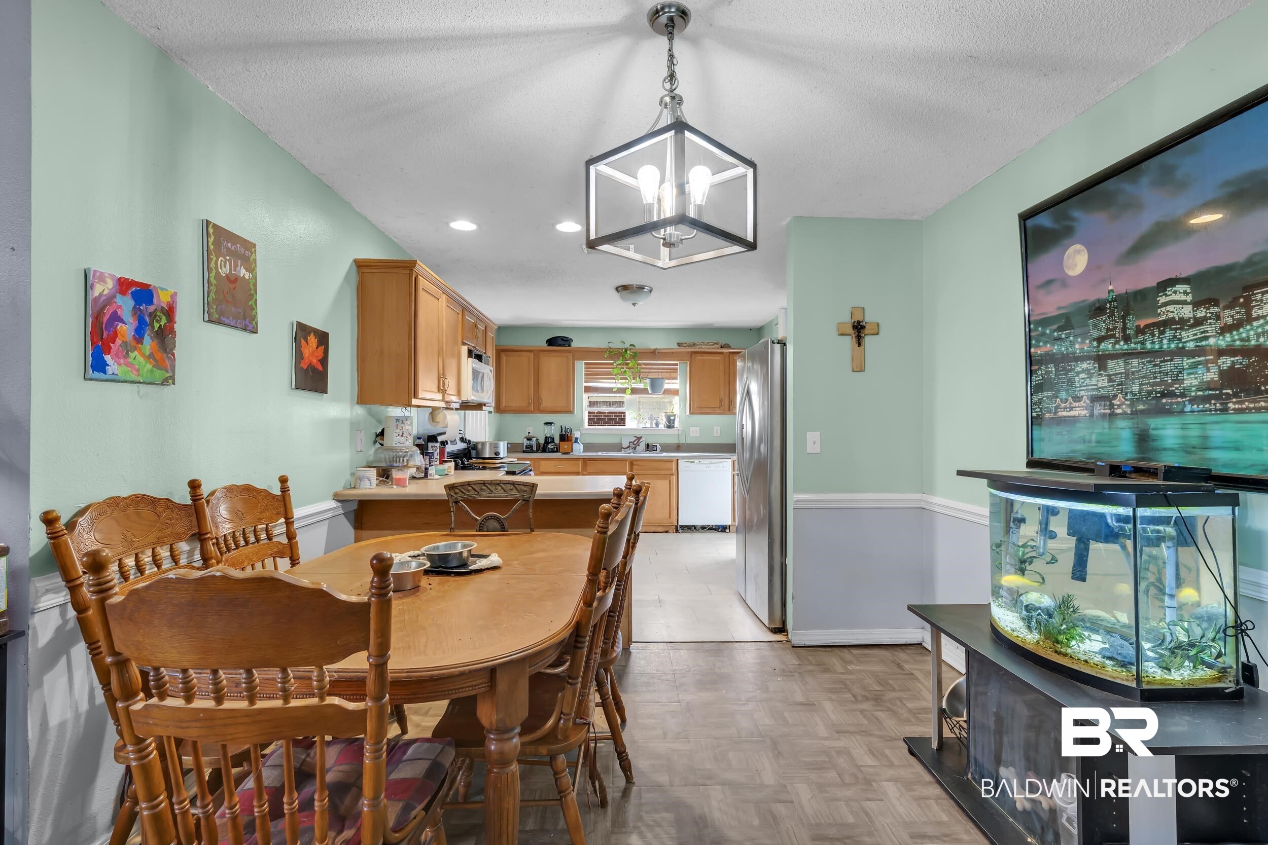 16603 Vanilla Drive Foley, AL 36535 - Photo 11 of 19 Dining area featuring recessed lighting, a chandelier, and a textured ceiling