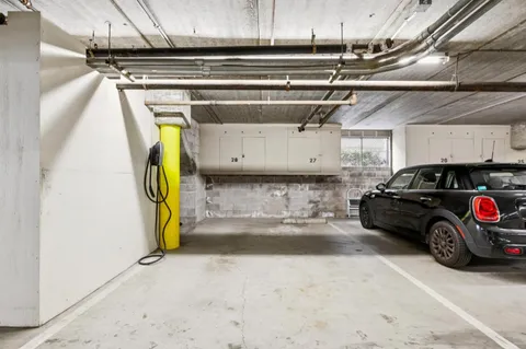 a car parked in a garage