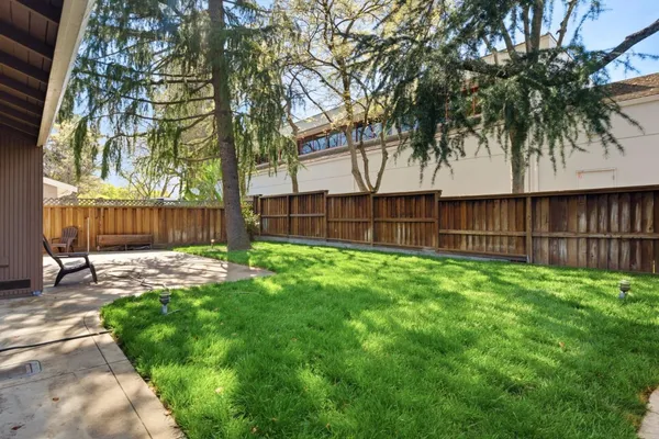 a backyard of a house with lots of green space