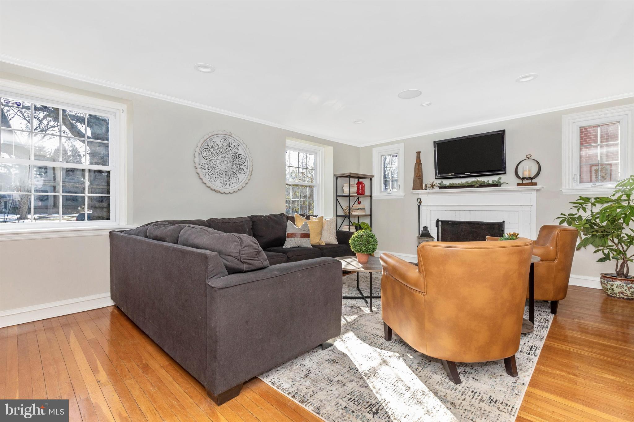 802 Longfield Road Glenside, PA 19038 - Photo 5 of 73 Living Room with Wood Burning Fireplace
