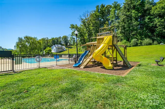 a view of a park with slide