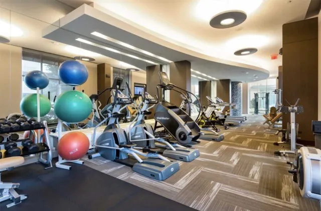 a room with gym equipment