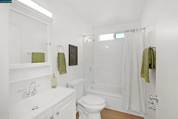 a view of a room that has a window in it