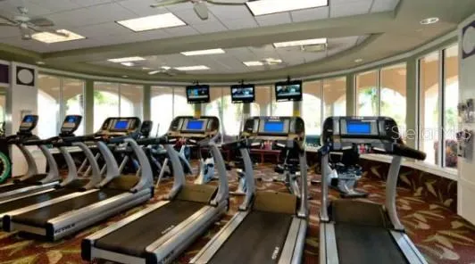 a view of a room with gym equipment