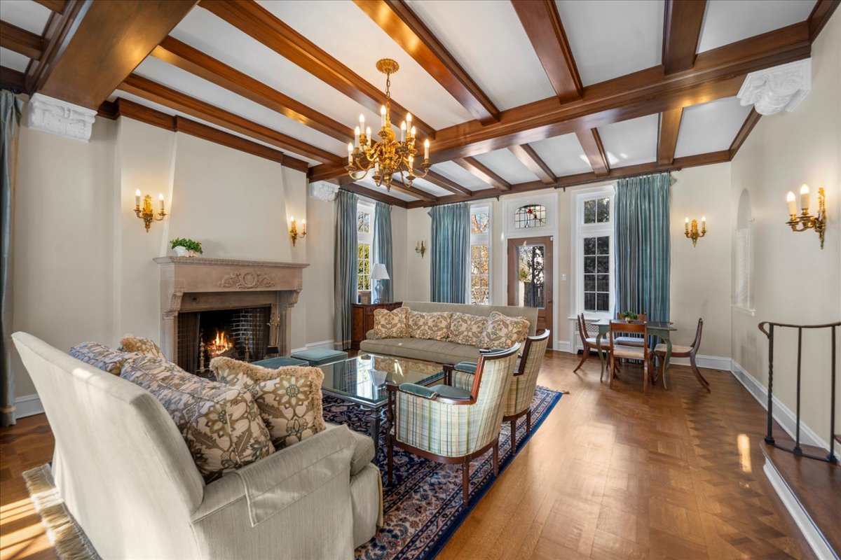 123 Oxford Road Kenilworth, IL 60043 - Photo 21 of 60 a living room with furniture and a fireplace