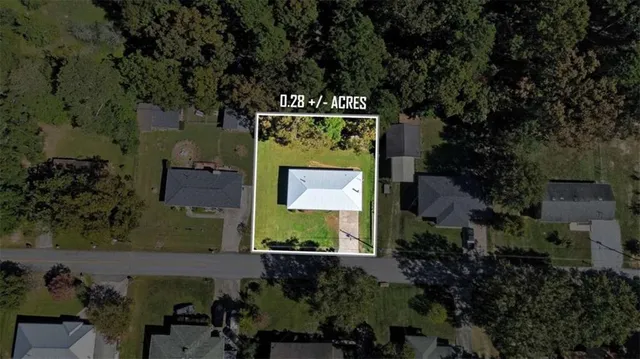 an aerial view of a house