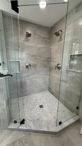 a bathroom with a shower