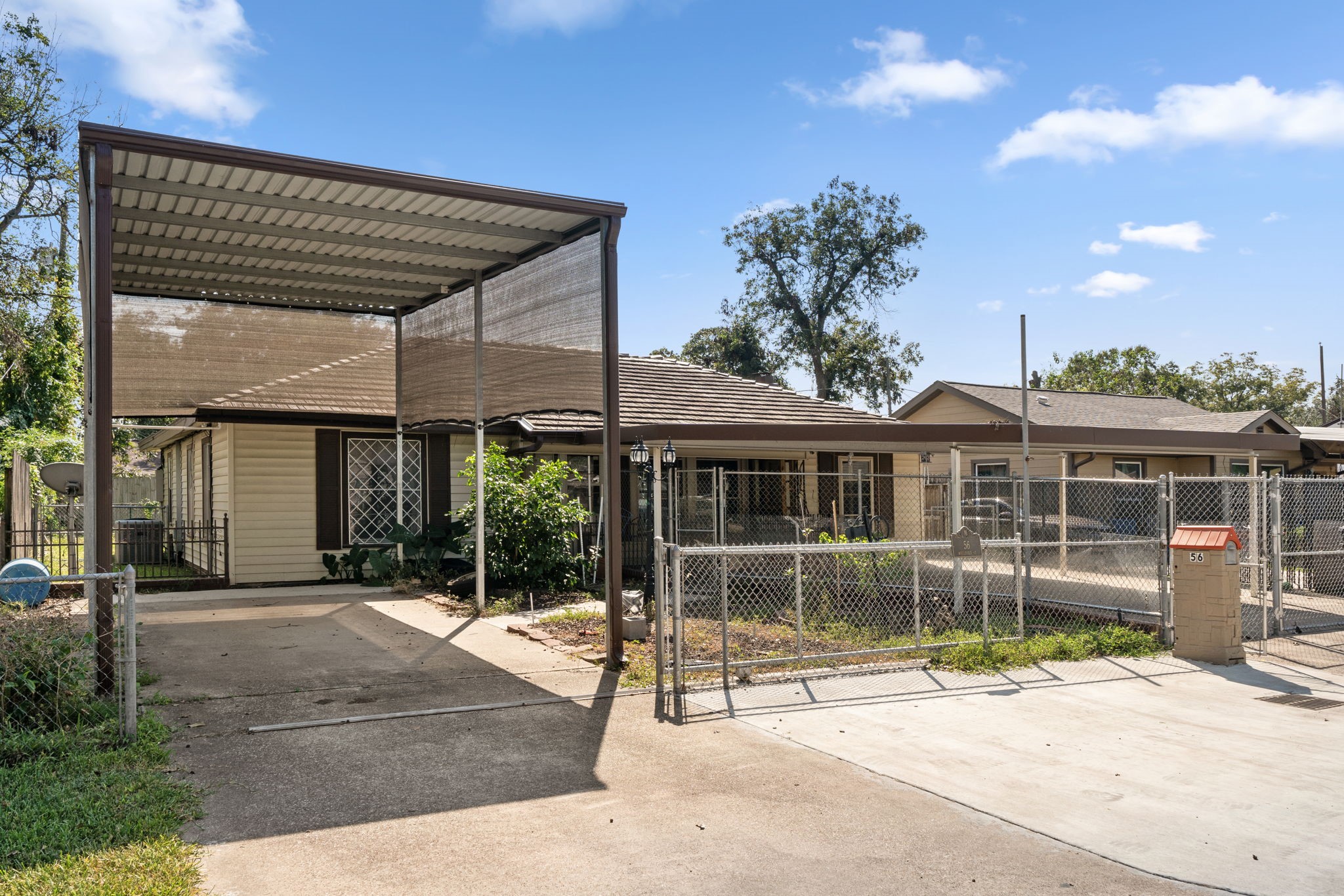 a view of a house with a patio