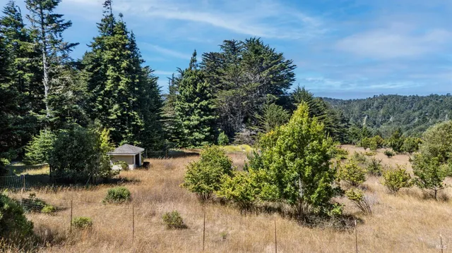 a view of balcony with wooden floor