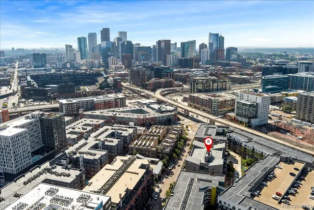 a city view with tall buildings