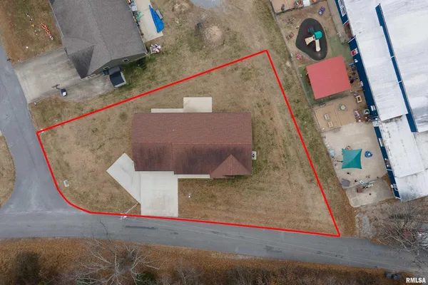 an aerial view of a house