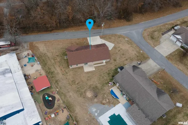 an aerial view of a house