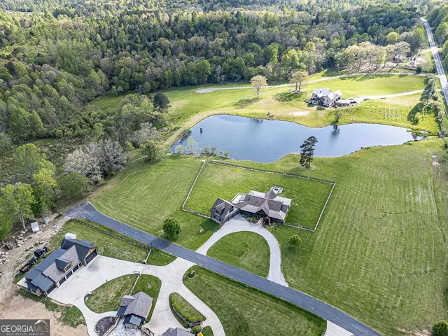 an aerial view of a house