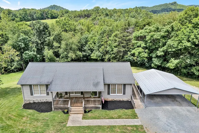 an aerial view of a house