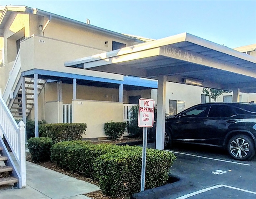 10386 Alphonse Street, Unit G4 Santee, CA 92071 - Photo 1 of 9 Just a few steps up to the deck/patio entry area. Good size storage closet at end of the deck.