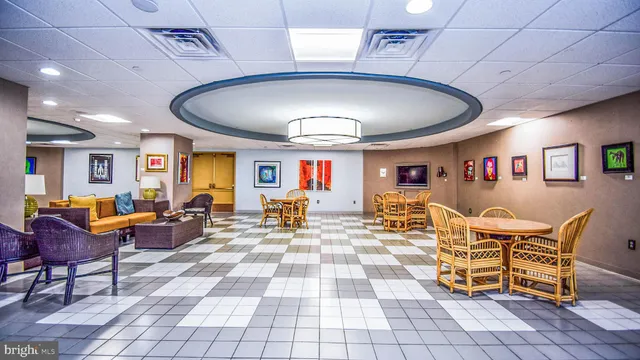 a view of a lobby with furniture