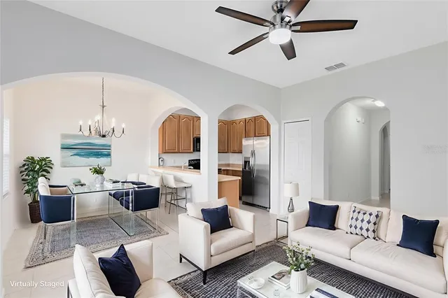 a living room with furniture