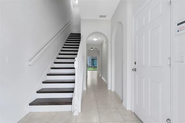 a view of entryway with wooden floor