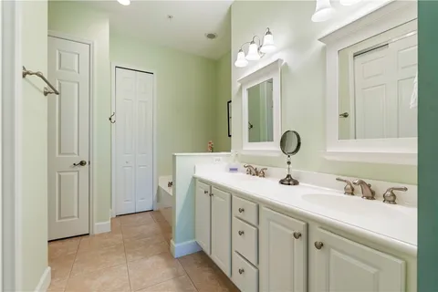 a view of a bathroom with a tub
