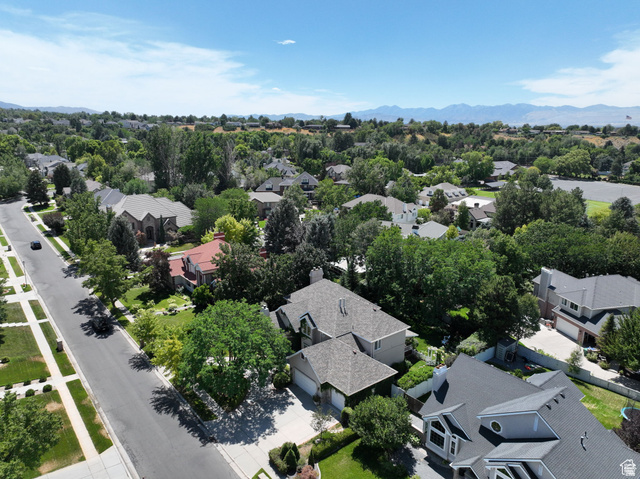 7740 Keswick Road Sandy, UT 84093 - Photo 64 of 74 Aerial perspective showcasing a residential area with mature trees and varied architectural styles