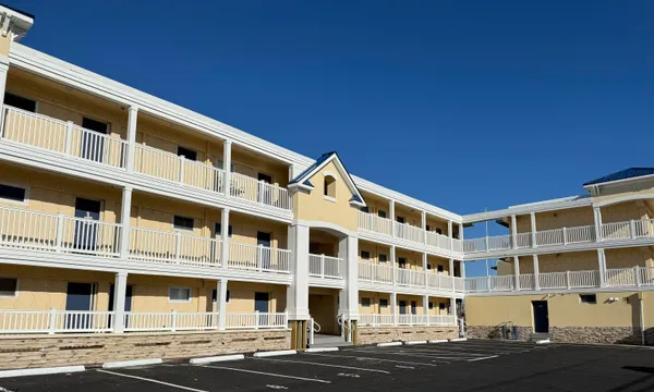 a front view of a building