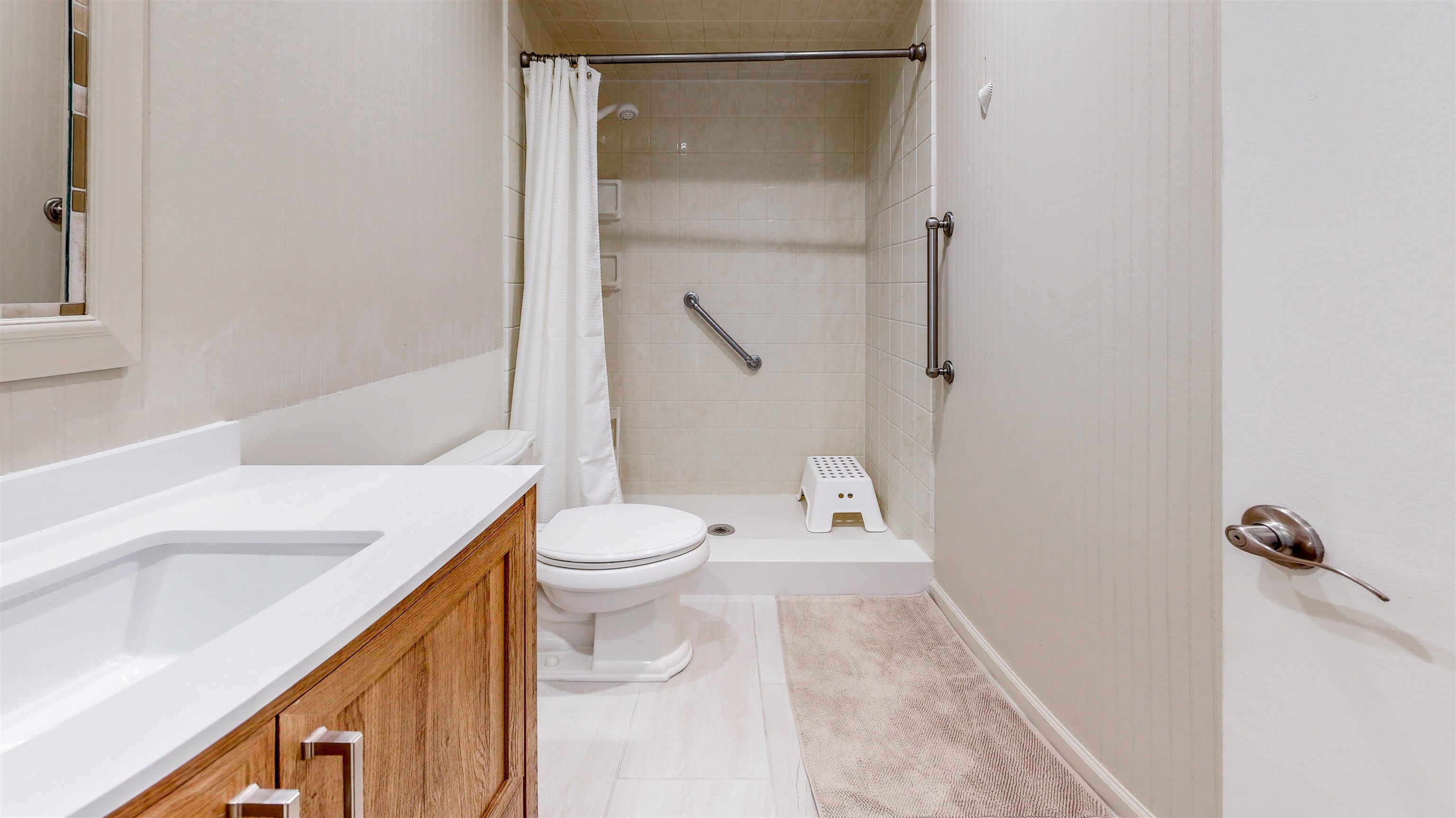 82 Village Las Palmas Circle St. Augustine, FL 32080 - Photo 45 of 58 Full bathroom with vanity, a shower stall, and light tile patterned floors