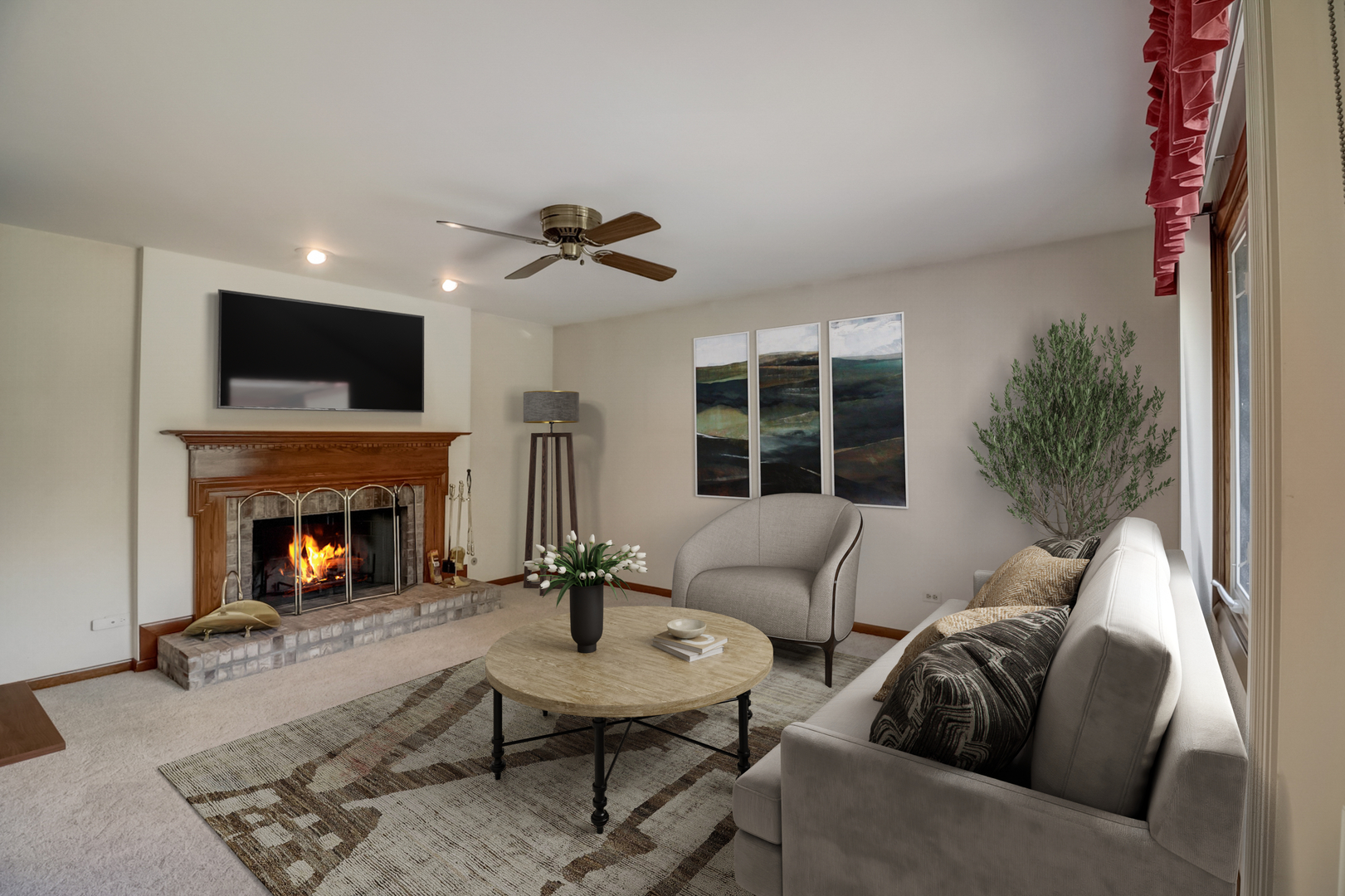 1125 Honey Hill Road Addison, IL 60101 - Photo 8 of 25 a living room with furniture a fireplace and a flat screen tv