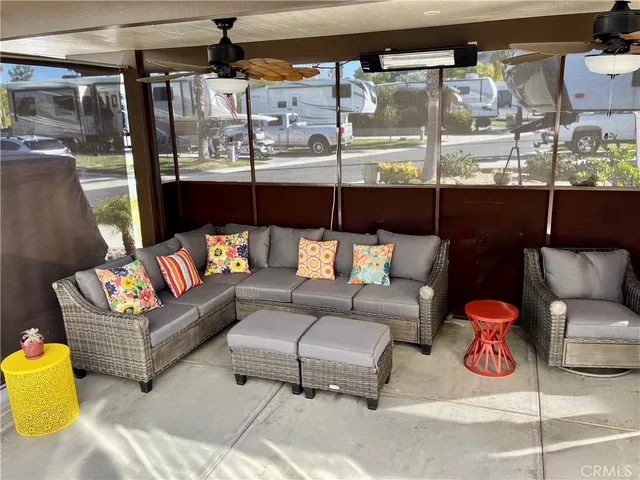 a outdoor living room with furniture