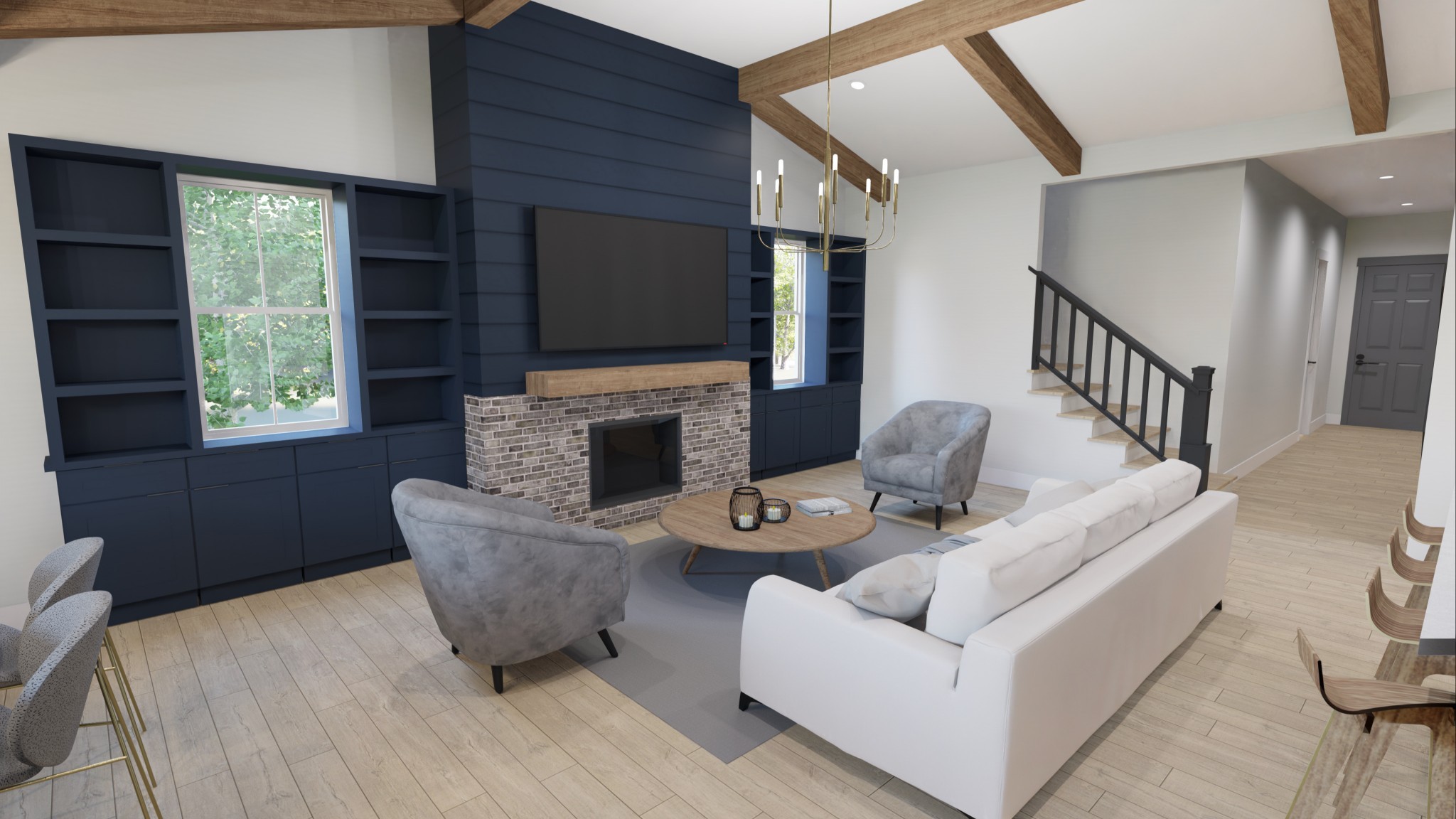 5734 Willoughby Way Murfreesboro, TN 37129 - Photo 6 of 10 a living room with furniture a flat screen tv and a fireplace