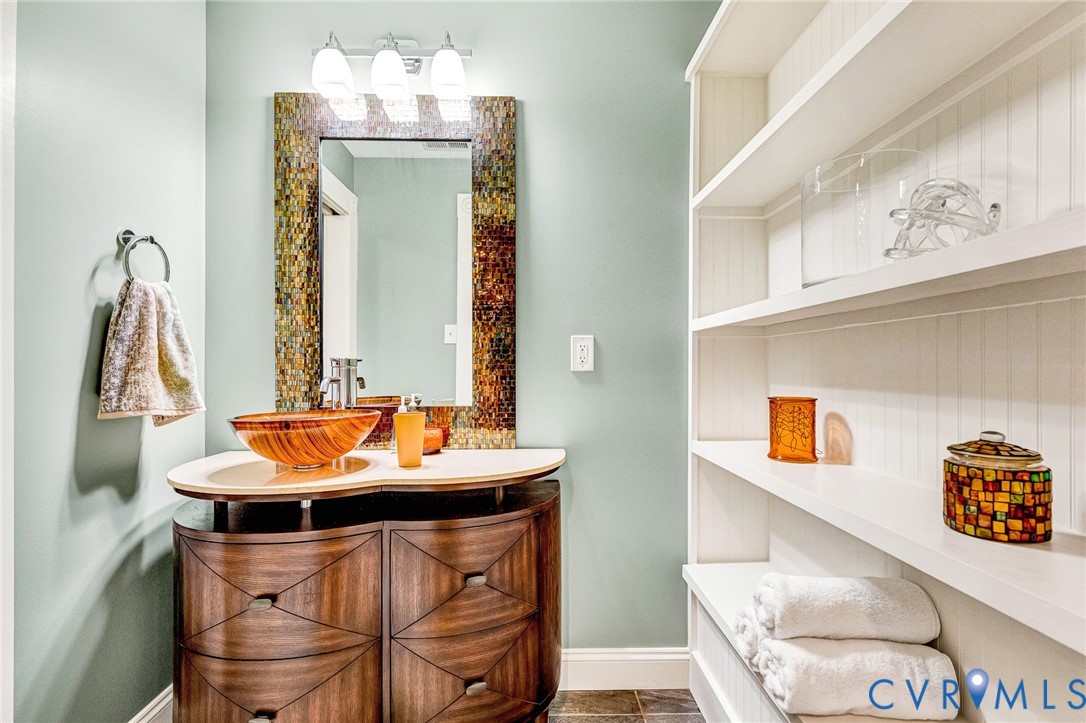 14436 Overlook Ridge Lane Beaverdam, VA 23015 - Photo 47 of 82 Basement bath - Unique & pretty vanity plus built-