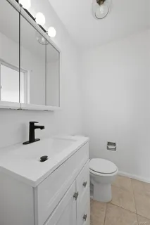 a bathroom with a sink a toilet and vanity