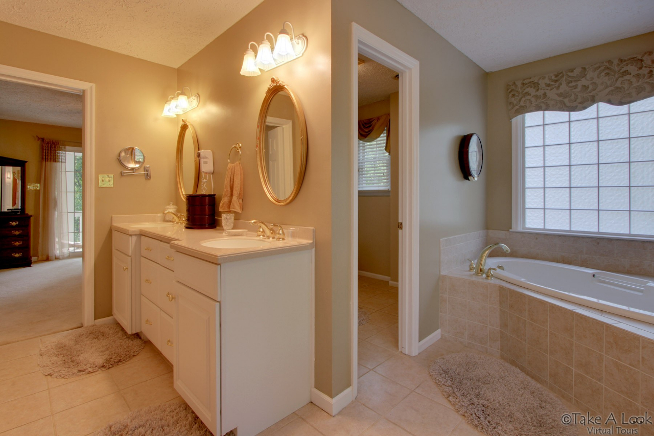 1283 Crosswind Road Goodview, VA 24095 - Photo 25 of 48 a bathroom with a granite countertop sink mirror and bathtub