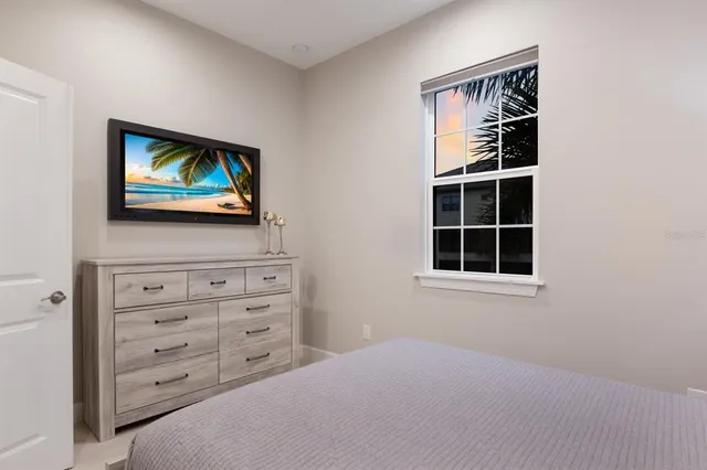 a city view with lots of bushes